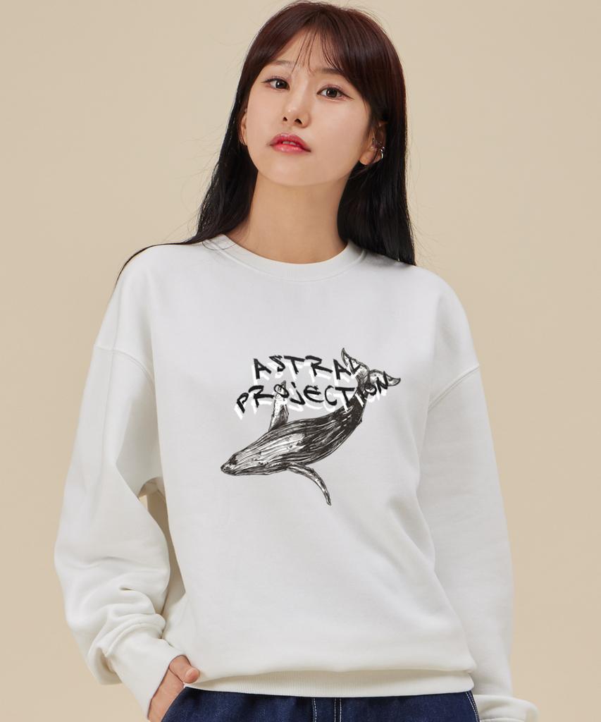 ASTRAL PROJECTION Whale Loose Fit Sweatshirt_White