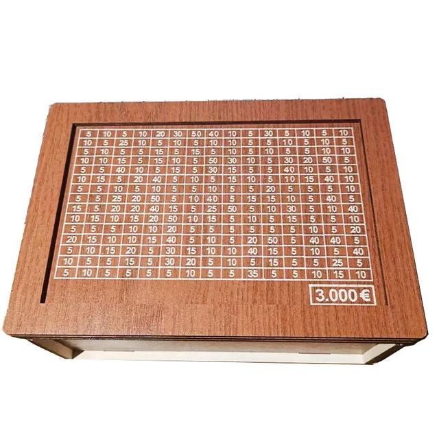 Wooden Piggy Bank Reusable Handmade Money Box, Piggy Bank with Saving Goal and Numbers To Check for Helps The Habit of Saving