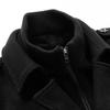 Men Woolen Coat Double Stand Collar Long Sleeve Single-Breasted Solid Color Jacket with Pockets Autumn Winter Mid-length Outwear