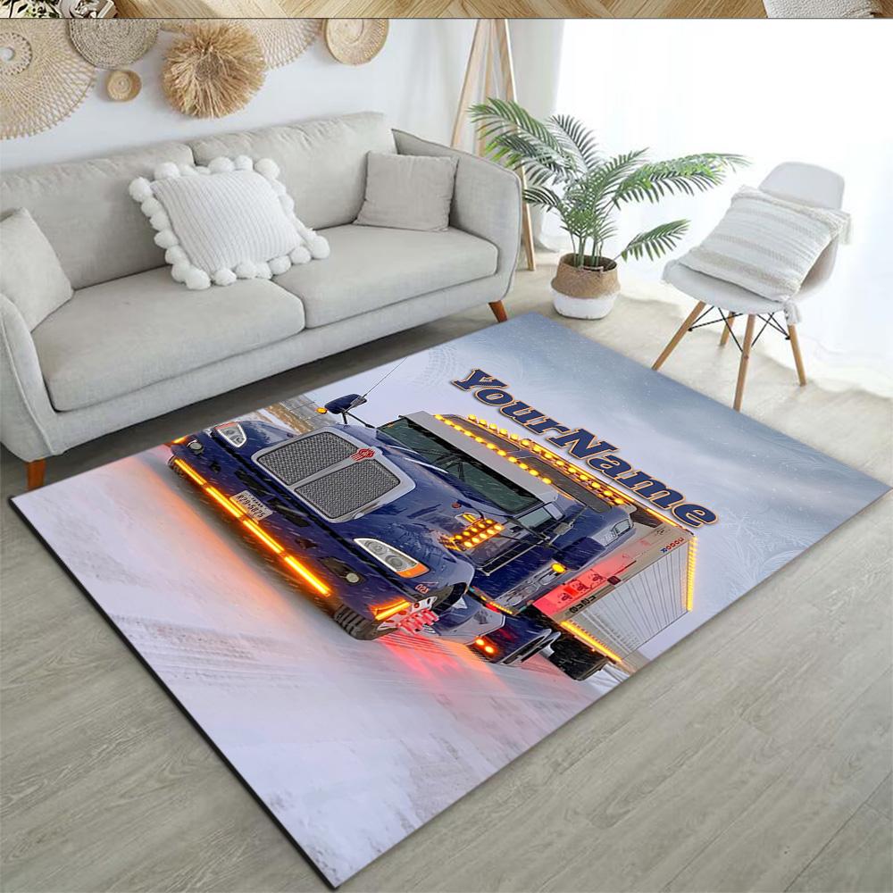 Kw Heavy Trucks Personalized Name Floor Mat Design for Study Room Kitchen Playrooms Decorate Room Antislip Carpet Decorate Offices