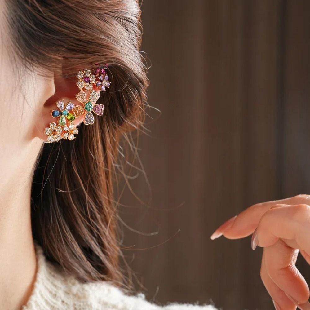 Colorful Design Zircon Earrings Sweet Style  Earrings  Personality Expression