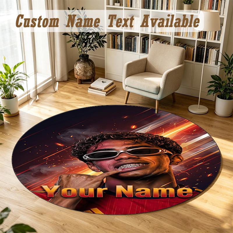 Round Rug Custom NameLamine Yamal Pattern Non Slip Carpet Home Floor Decor
