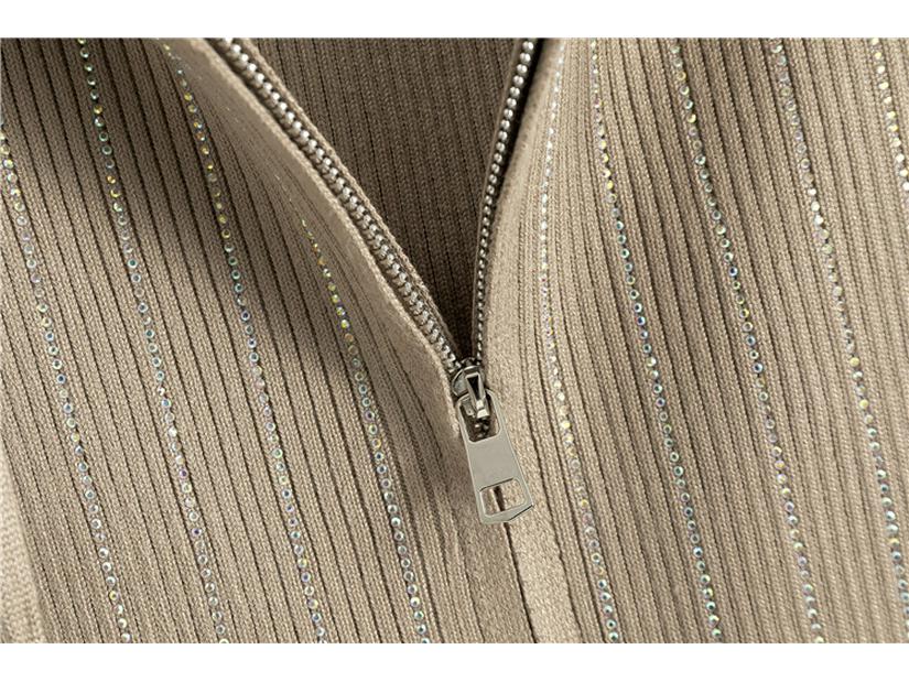 Elegant Korean Rhinestone Knit Cardigan & Skirt Set - Women's Spring/Autumn Two-Piece