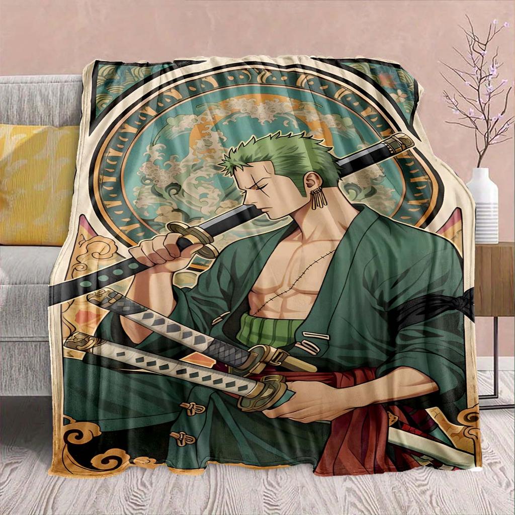 One Piece Anime Flannel Blanket - Soft Warm Perfect for Sofa, Bedding Camping Travel Office Home Decor -QJY
