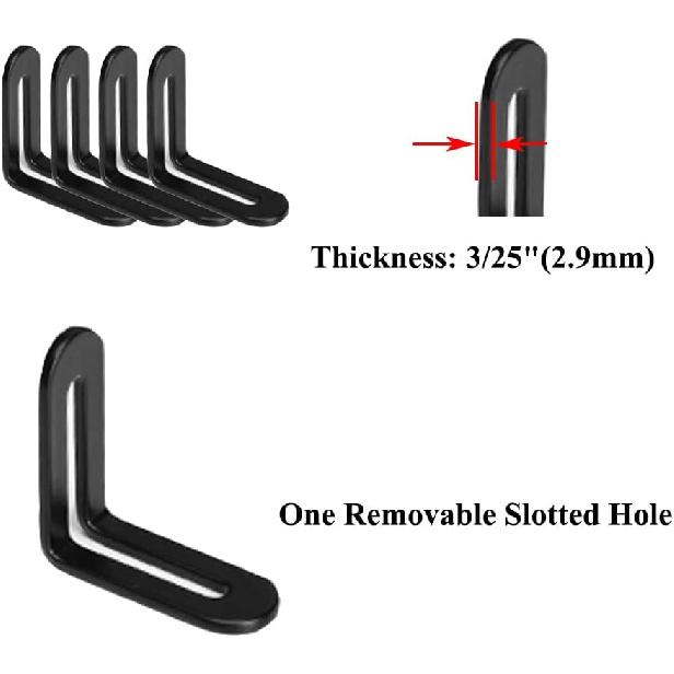 10 Pcs 1 9/10" Adjustable L-Shape Corner Brace with Slot, Metal Connector Slidable Slotted Joint Right Angle Bracket Fastener for Wood Chair