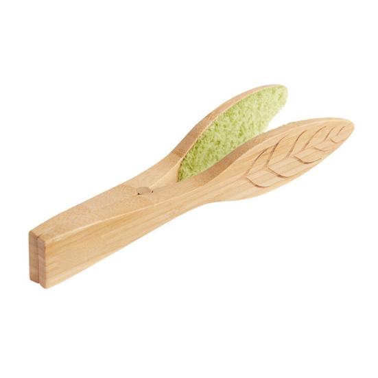 Yousheng Leaf Cleaner Clips with Magnets Natural Pinewood Leaf-Shaped Tongs Double Brush Head Long Handle Leaf Cleaner Tool