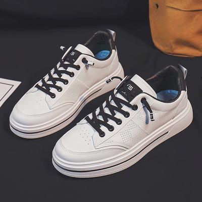 Lente en Herfst Nieuwe All-Match Leer Witte Schoenen Trendy Heren Casual Lichtgewicht Antislip Sport Board Schoenen Heren