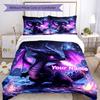 3PC Custom Name Purple Dragon Fantasy Bedding Set Duvet Cover Closure Includes 1 Duvet Cover & 2 Pillowcases for Bedroom