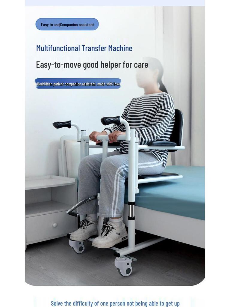 Elderly Care Hydraulic Sit-Up Lift Wheelchair with Commode