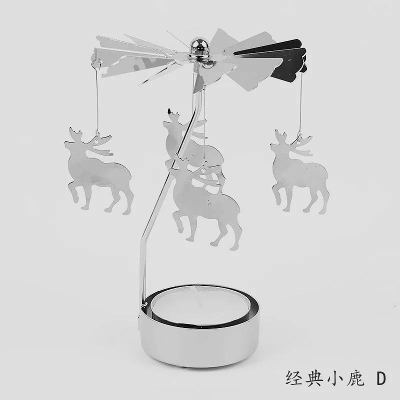 Metal Rotating Spinner Carousel Candle Tea Light Holder Table Rotating Transfer Windmill Decoration Home Elegance Candle Holder