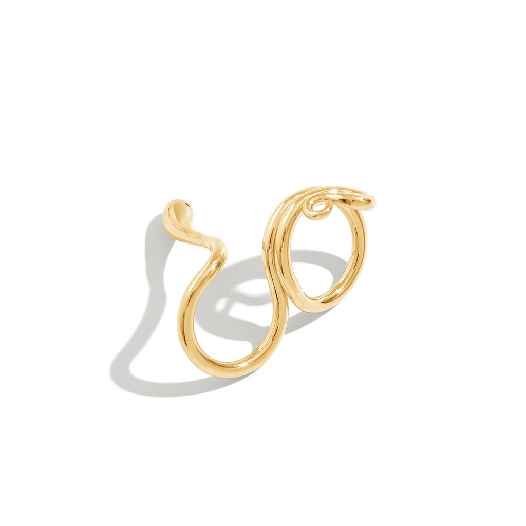 Contrasting Color Geometric Spring Buckle Opening Bracelet Female, Design Serpentine Metal Smooth Surface Winding Bracelet