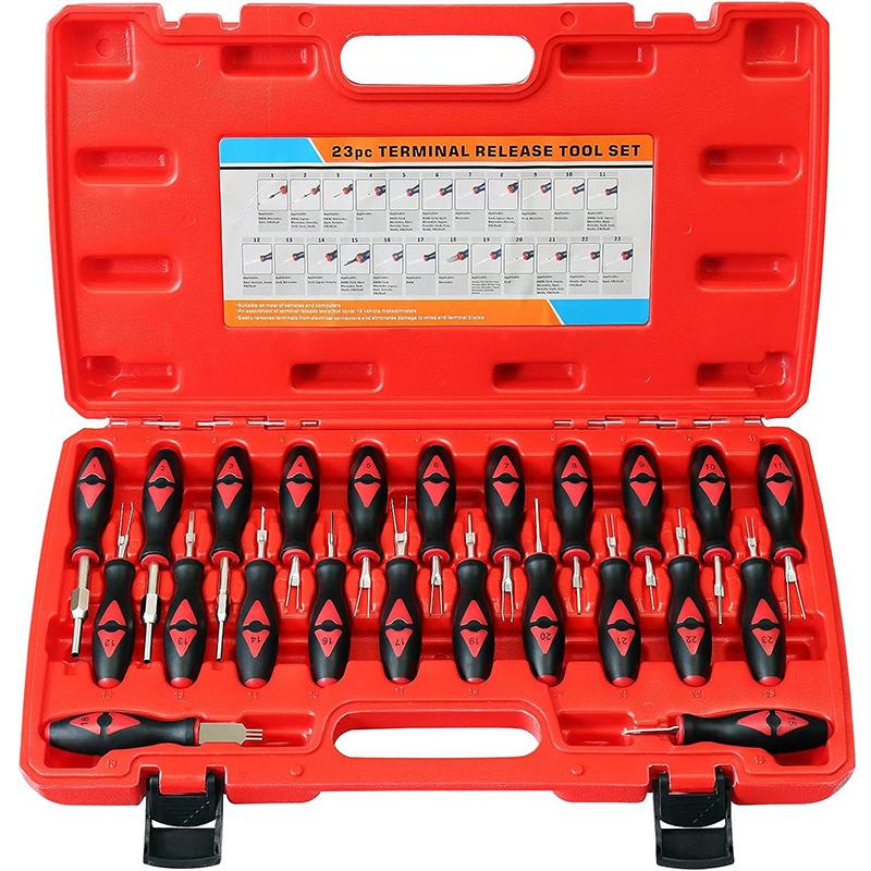 

Universal Automotive Terminal Removal Tool Set,23-Pcs Kit Release Car Wire Harness Electrical Connector Pin Extractor червоний
