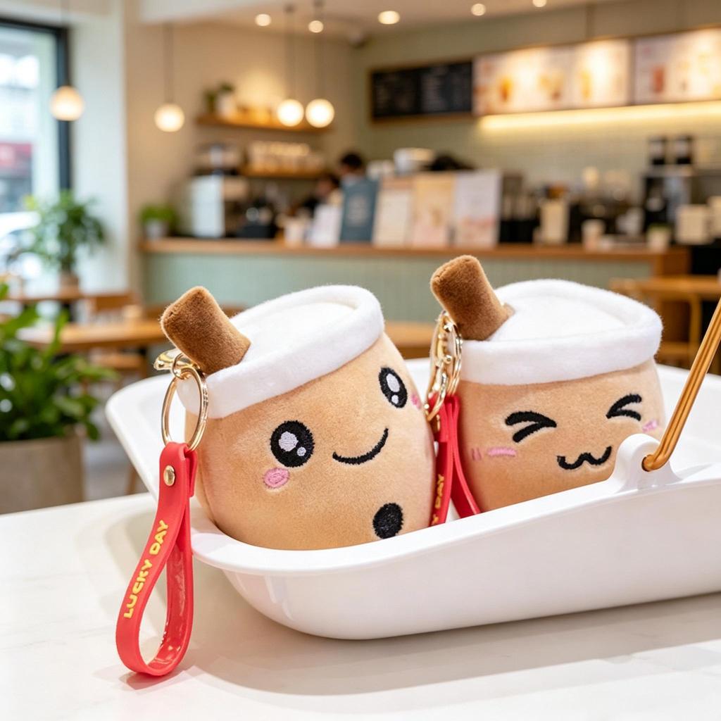 10cm Cute Anime Milk Tea Cup Plush Doll Soft Stuffed Drink Cup Plush Toy Bag Keychain Pendant Kids Boy Girls Birthday Gift Decor