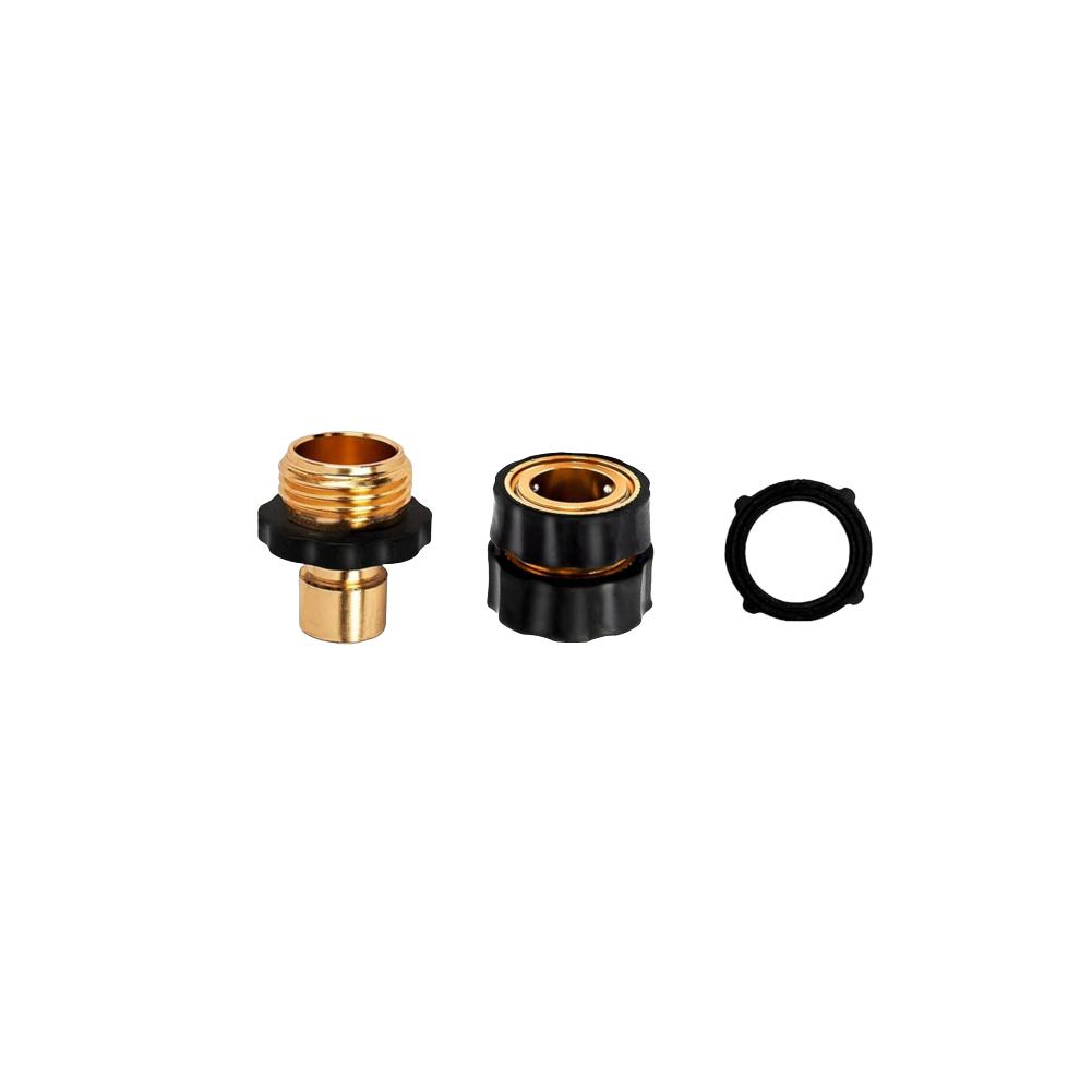3/4 Solid Brass Hose End Connectors Kit Male And Female Threaded Fittings With Rubber Washers For Garden Irrigation
