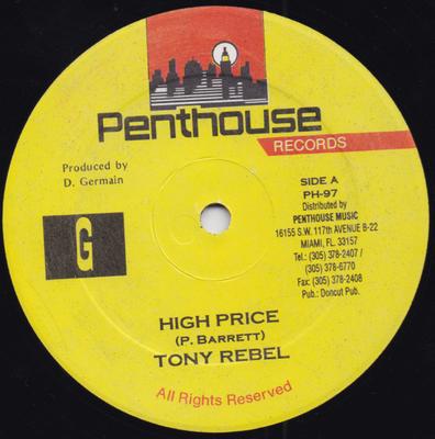 12inch Record TONY REBEL - High Price PH97 Penthouse Recor 1992 US Reggae, Ska & Dub Used