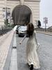 Elegant Square Neck A-Line Dress - Women's Early Spring 2026 Arrival, Long Sleeve, Waist-Cinched Fake Two-Piece Design.