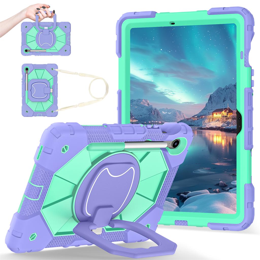 For Samsung Galaxy Tab S10 FE/Tab S9/Tab S9 FE.360° Rotating Grip Heavy Duty Protection Stand TPU+PC 3in1 Anti-knock Shockproof Tablets PC Case