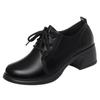 Soft leather soft sole, spring and autumn deep mouth lace-up single shoes work shoes women's black women's leather shoes