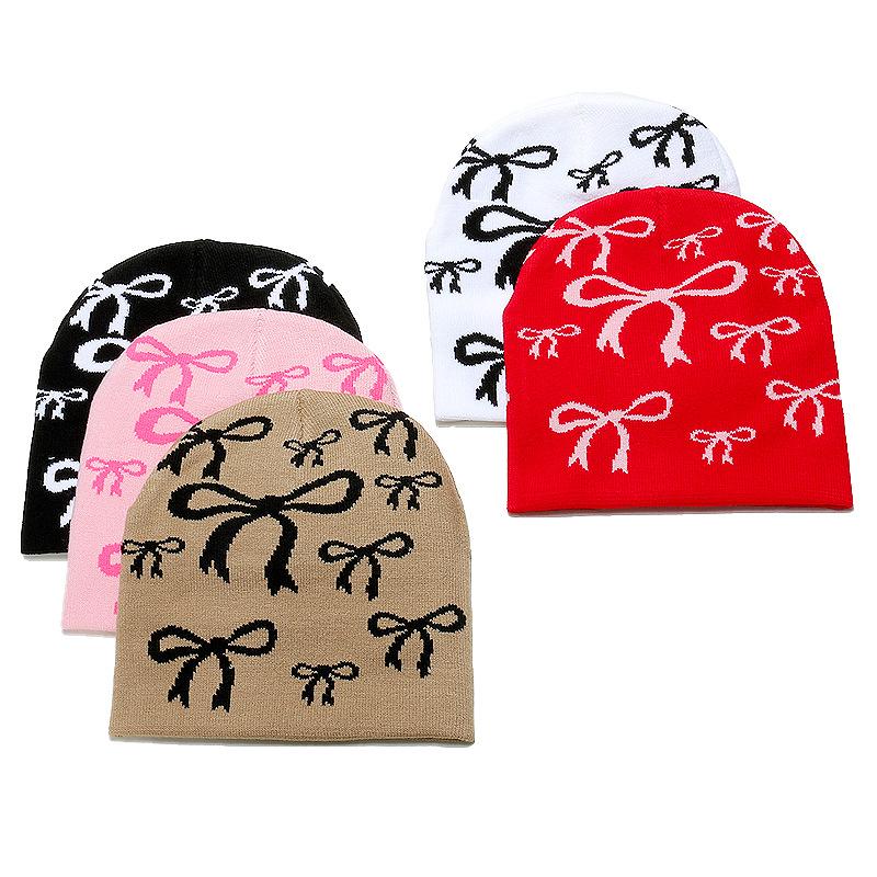 2025 Autumn and Winter New Wool Hat Brimless Cap Korean Version Trendy Versatile Thermal Hat Bow Knitted Hat Children
