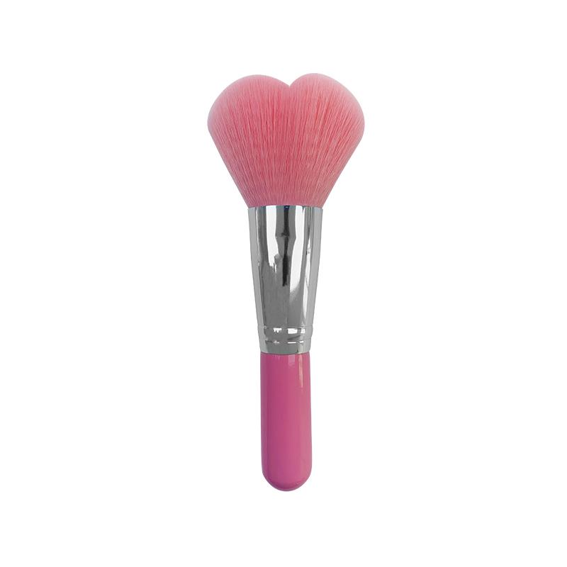 Heart Shape Powder Brush with Soft Vegan Bristles for Cute Cosmetic Gift regular size розовый