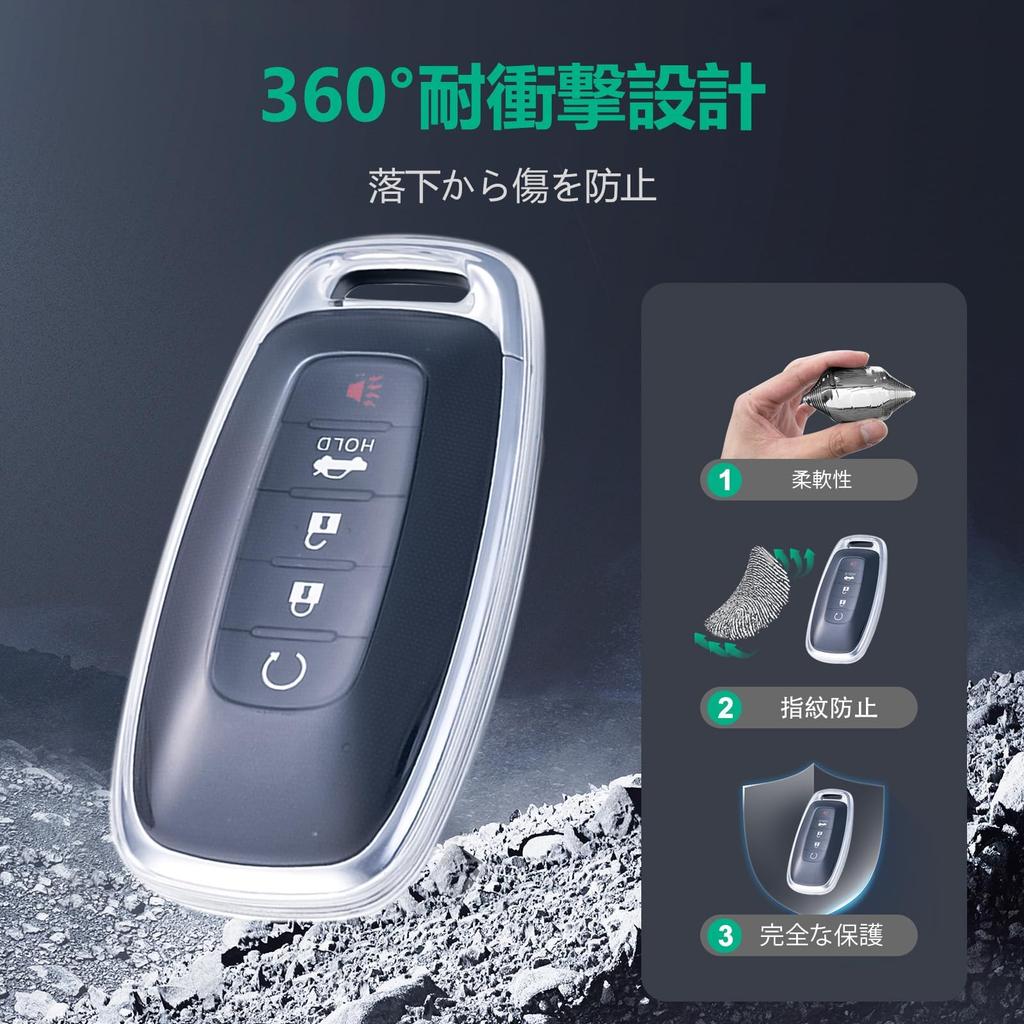 New Serena Key Case Key Cover Transparent C28 Aria Smart Key Case Keychain TPU Soft Touch Flexible [Unhoke] Clear, X-Trail (Clear)