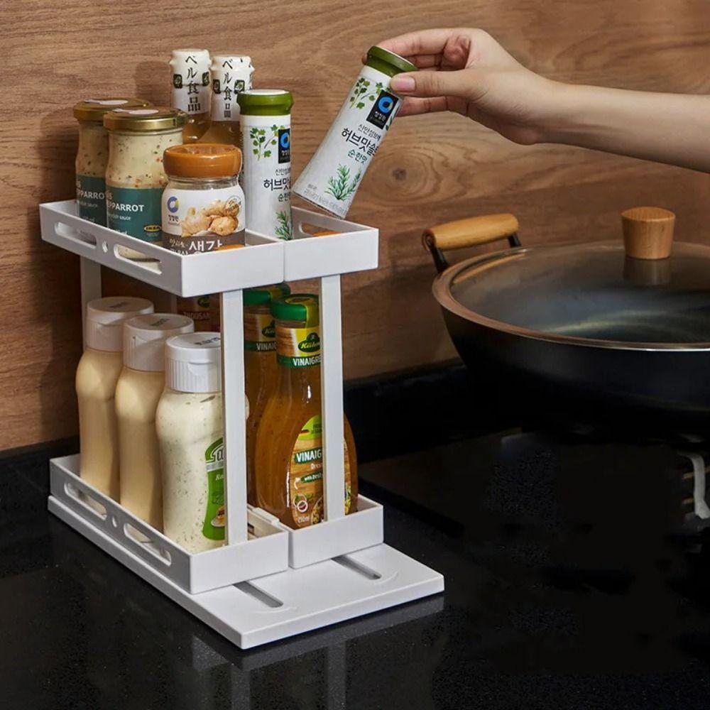 Sliding Seasoning Storage Shelf Non Slip Base Salt Bottle Holder Household Item Organizer  Cupboard