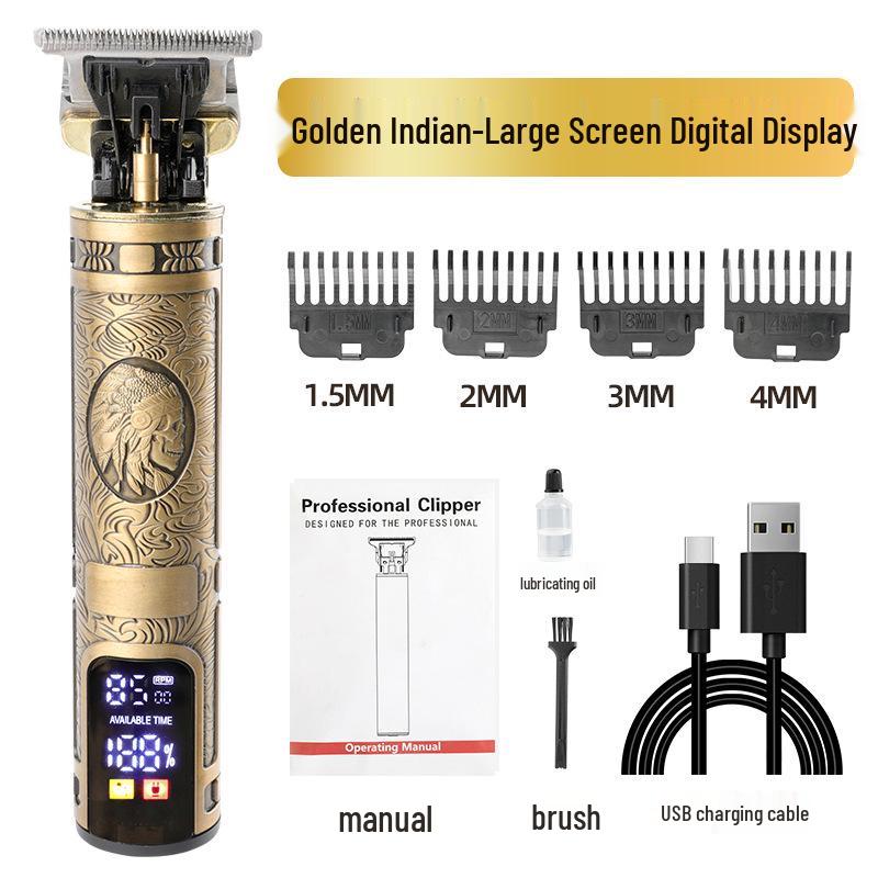 Retro Electric Hair Clipper & Shaver - Special Oil Design for Bald and Styled Heads