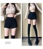 Women's Black High-Waisted A-Line Bootcut Shorts - Sexy, Hip-Lifting, Side Zipper for Spring & Autumn 2024