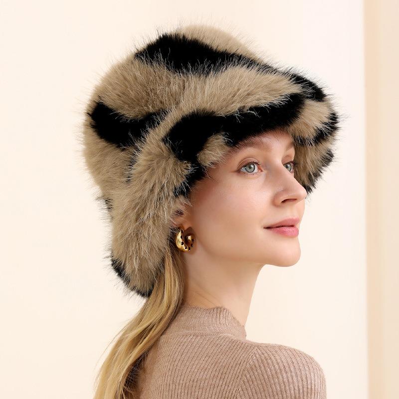 Autumn and Winter Fur Hats, Children's Zebra Patterned Fisherman Hats, Warm Plush Basin Hats