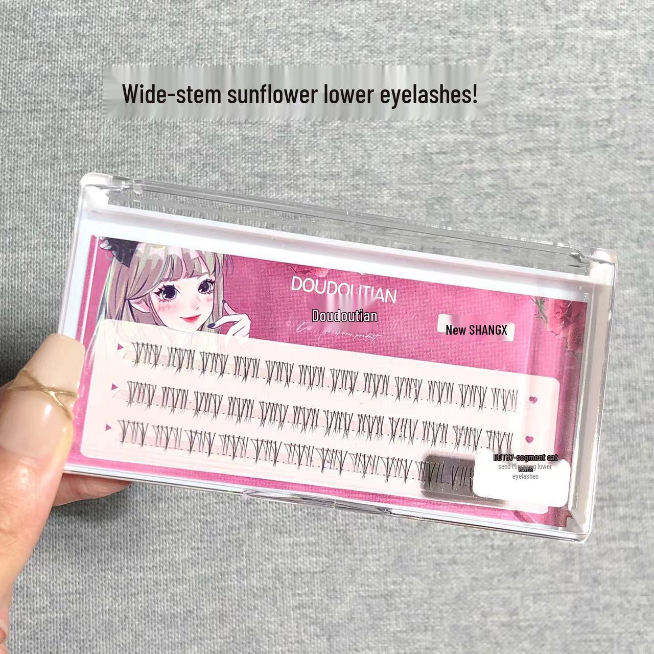 

Sweet Kitten Fox-Eye Eyelash Set: Natural, Dense, Sunflower Design with Cat Ears