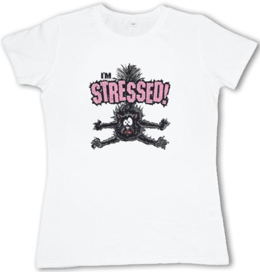 I m Stressed funny cat design Ladies tee shirt womens white t-shirt Unisex T-Shirt M