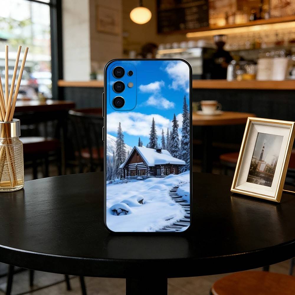 

Snow View House Landscape Phone Case Black Silicone Soft For Samsung S25,S24,S21,S22,S23,S30,Ultra,S20,Plus,Fe,Lite Samsung S30Ultra5G