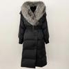 OFTBUY Winter Jacket Women Long Natural Real Raccoon Fox Fur Collar White Duck Down Coat Belt Thick Warm Casual Outerwear