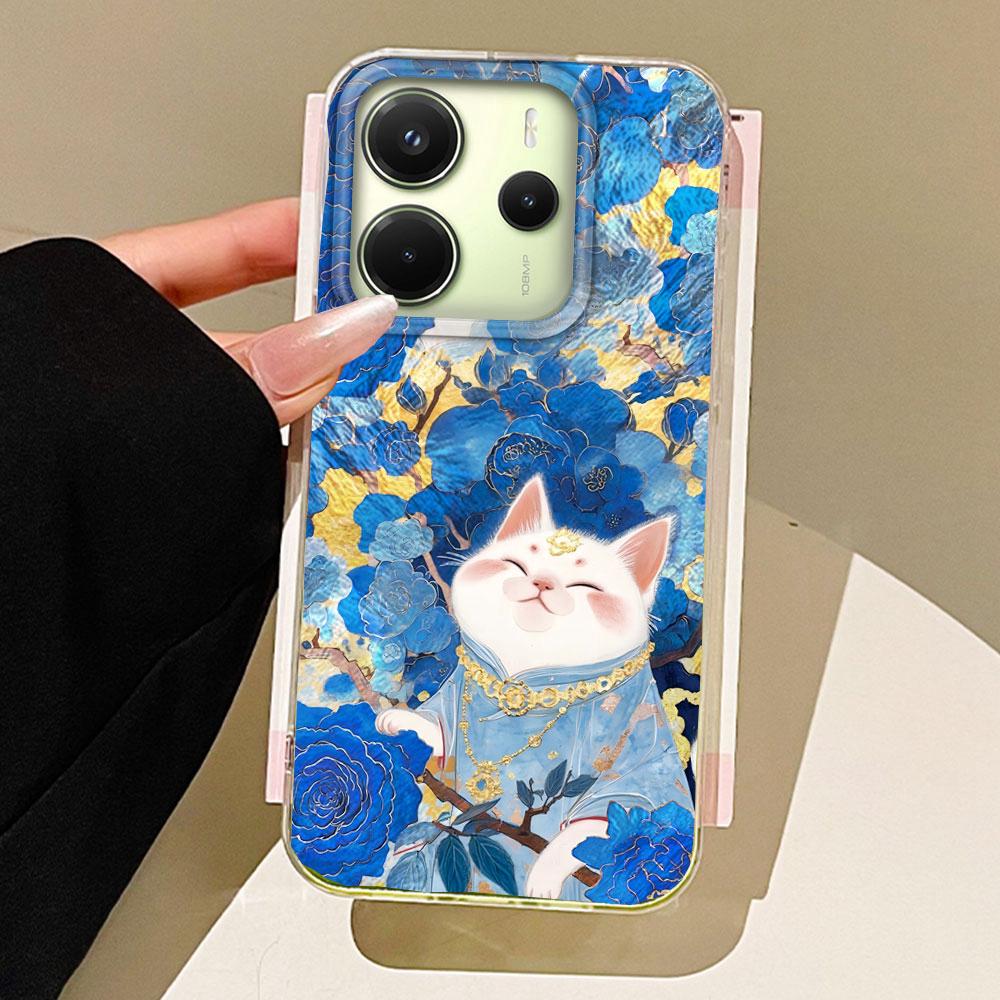 

Корейский чехол для телефона с узором «Белый кот-водоворот» для Xiaomi Redmi Note 14 13 12 11 11S 10 10S Pro 9C 13C 14C A5 A3 A4 A3X 9C A1 Redmi 9C белый