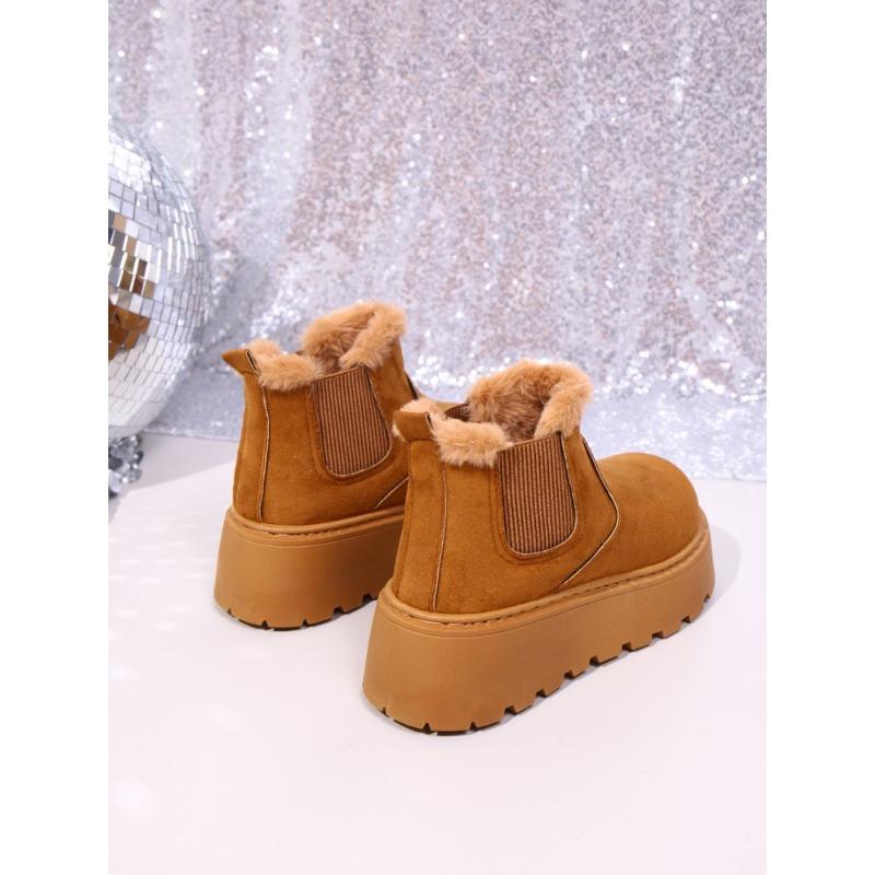 Women's Plus Size Ankle Snow Boots Winter New Minimalist Platform Warm Fleece Lined Boots