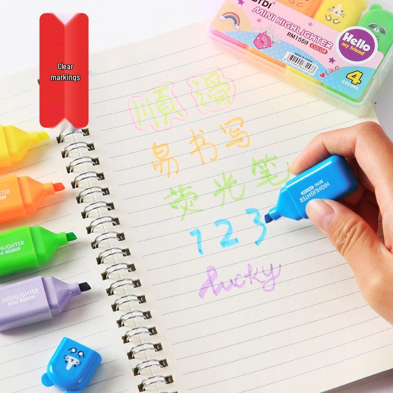 Bear Cartoon Fluorescent Pen Set, 1559: Mini Colored Marker Pens with Fun Bear Shapes