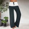 Women's Drawstring Elastic Waistband Wide Leg Color Matching Casual Pants