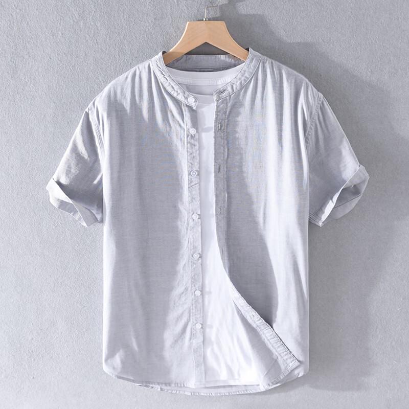 TUCANO Men's Short Sleeve Collarless Casual Shirt