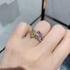 Cross Border New Love Ring Women's Simulation Pink Yellow Simple Zircon Peach Heart Jewelry