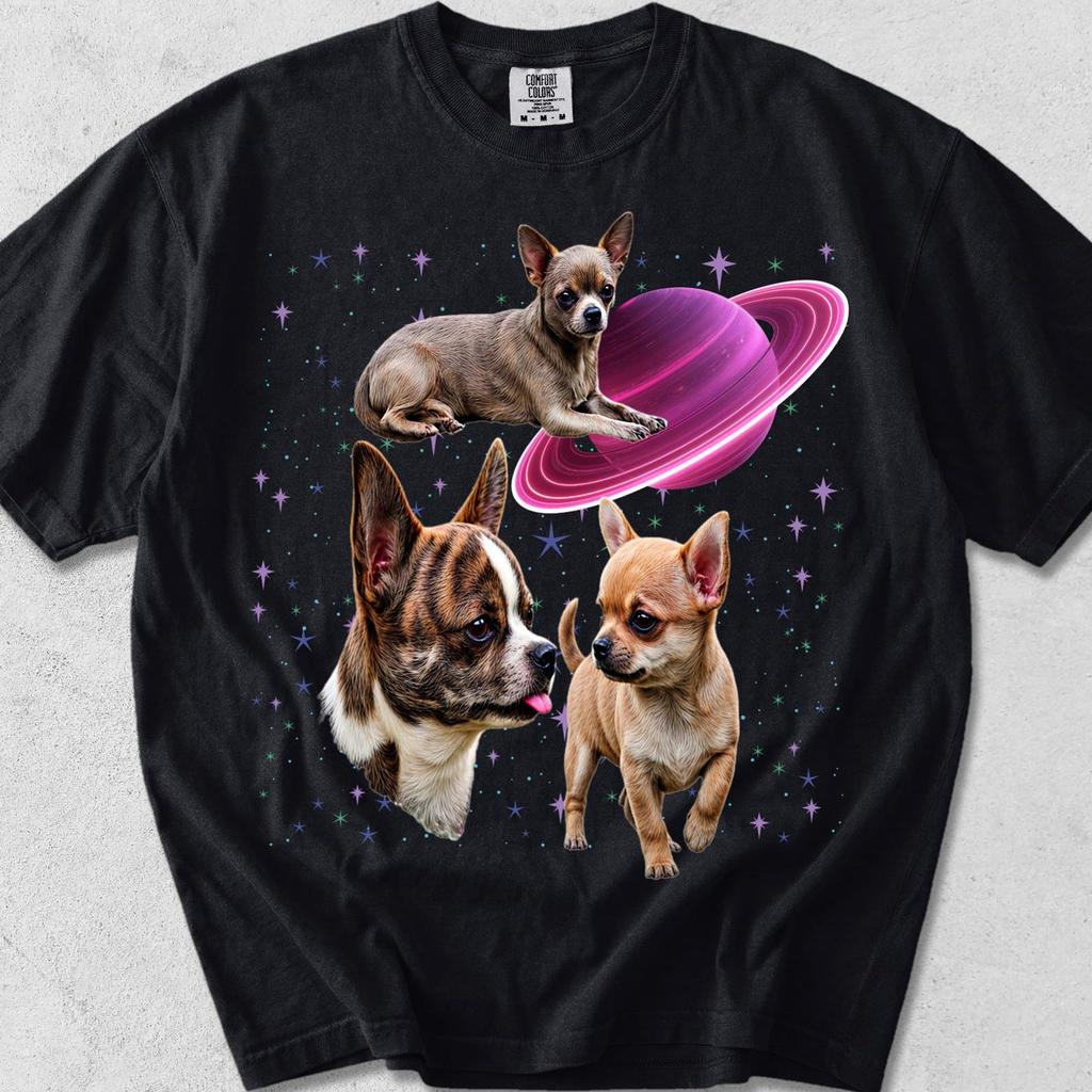 Chihuahua Space Vintage T-Shirt, 90s Retro Animal Graphic Tee, Chihuahua Mom Gift, Animals Tee, Silly Dog Shirt