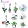Damen Anhänger Kupfer Grüne Serie Baum Kaktus Blätter DIY Charm Perlen Passen Original Armreif Charms Armband Schmuck