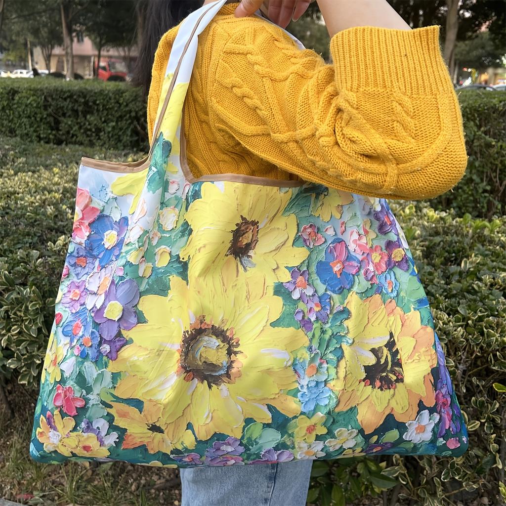 Sac à bandoulière pliable élégant Grande capacité Sac à bandoulière portable pour femmes, Sac fourre-tout de shopping avec plusieurs motifs disponibles