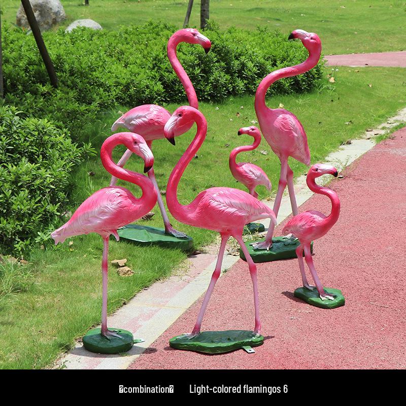 Fiberglass Flamingo Sculpture for Garden and Pond Decorations