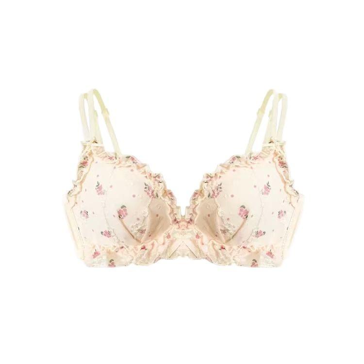 Broken flower pure lace women show big collection, sub-breasts, beautiful back, no steel ring bra set