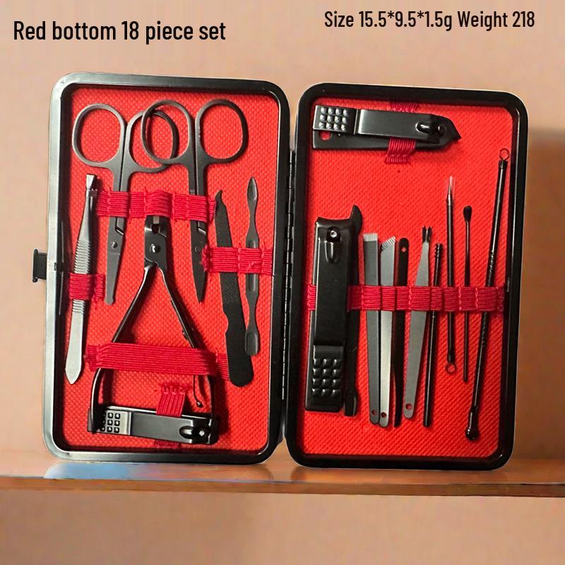 Nail Care Set: Clipper, Scissors, Knife, Ear Pick, File, and Pliers