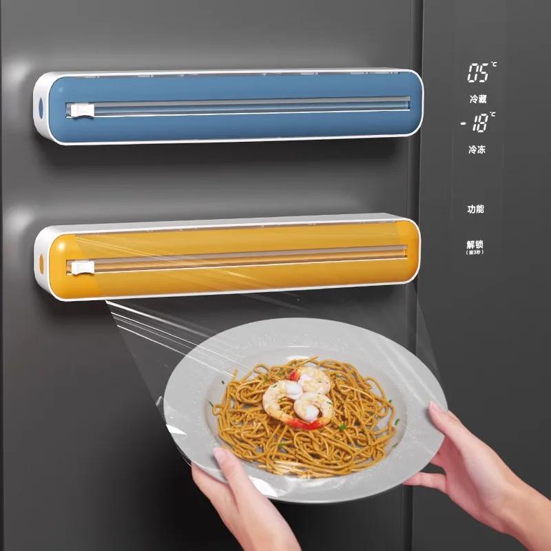 2 In 1 Food Film Dispenser Wrap Dispenser With Cutter Storage Box Aluminum Foil Stretch Film Cutter Kitchen Accessories