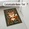 Fox Garden Theme Soft Crystal Velvet Rug Custom Name & Text Print Non Slip Floor Rug for Bedroom Living Room