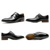 Foxsense Pánské boty z pravé kůže Monk Strap společenské hladké, špička, černé, 24,5 cm, C183-01