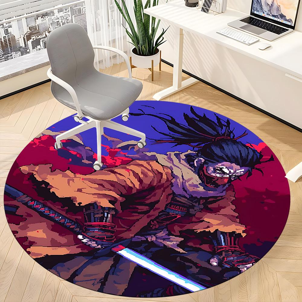 1PC Samurai Warrior Office Round Area Rug, Indoor Mat Suitable For Office, Under Office Chairs Bedroom Living Room Home Decor DT1212102