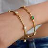Youthway Green Rhinestones Artificial Pearls Bracelet For Women Stainless Steel Wrist Jewelry Waterproof Zirconia Bracelet